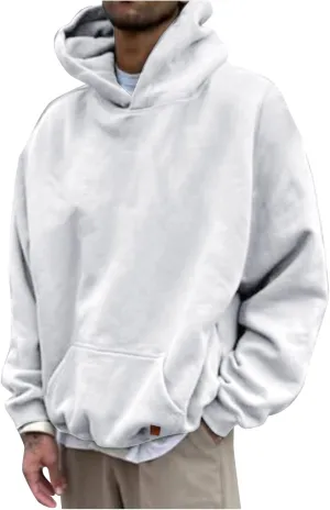 LCMTWX Men's Hooded Fleece Sweatshirt Loose Solid Hooded Sweater Top Men's Hooded Fleece Sweatshirt Sports Hooded Jacket