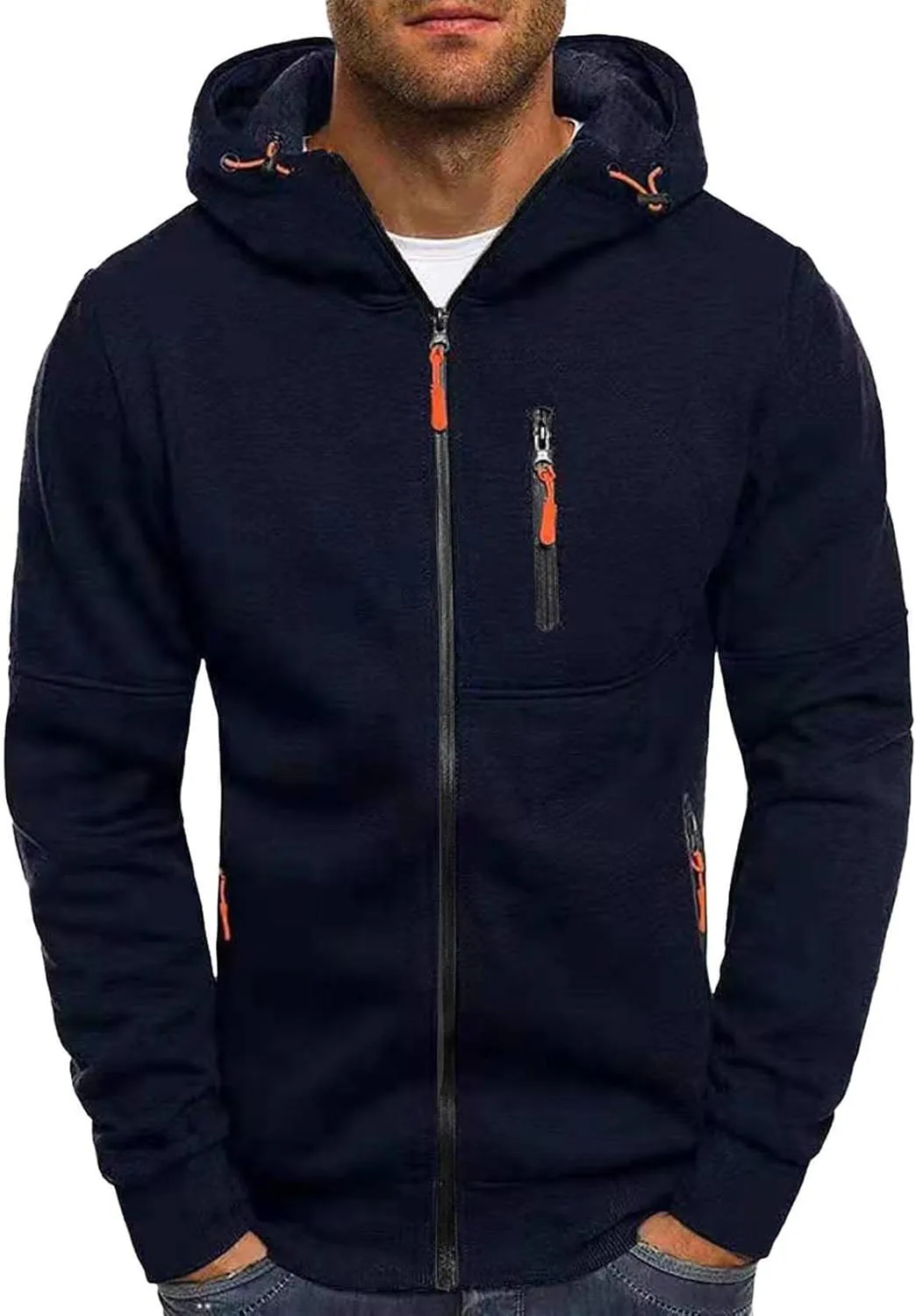 LCMTWX Mens Hoodies And Winter Fashion Coat Jackets Casual Stitching Hooded Zipper Sweater Pullover Hooded Sweatshirt for