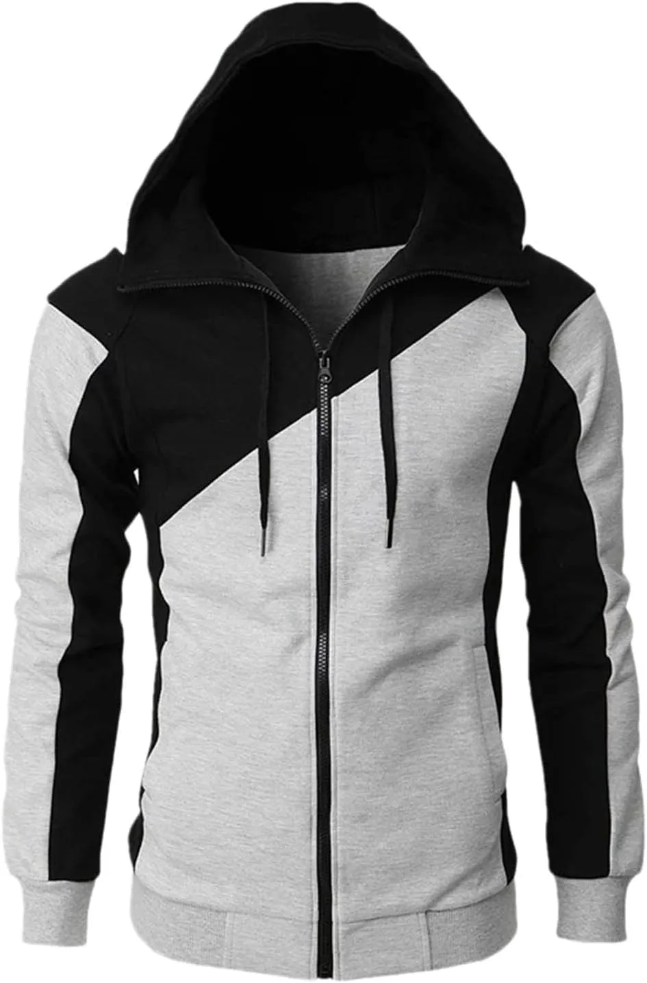 LCMTWX Mens Hoodies Pullover Splicing Large Size Sweater Jacket Heavyweight Fleece Hoodie Fleece Zip Hoodie Sweatshirt