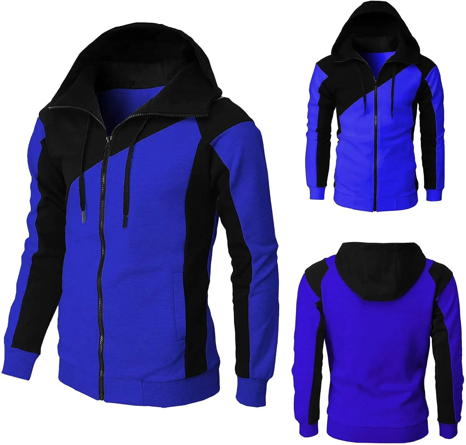 LCMTWX Mens Hoodies Pullover Splicing Large Size Sweater Jacket Heavyweight Fleece Hoodie Fleece Zip Hoodie Sweatshirt