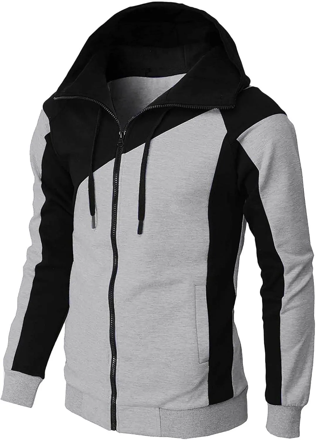 LCMTWX Mens Hoodies Pullover Splicing Large Size Sweater Jacket Heavyweight Fleece Hoodie Fleece Zip Hoodie Sweatshirt