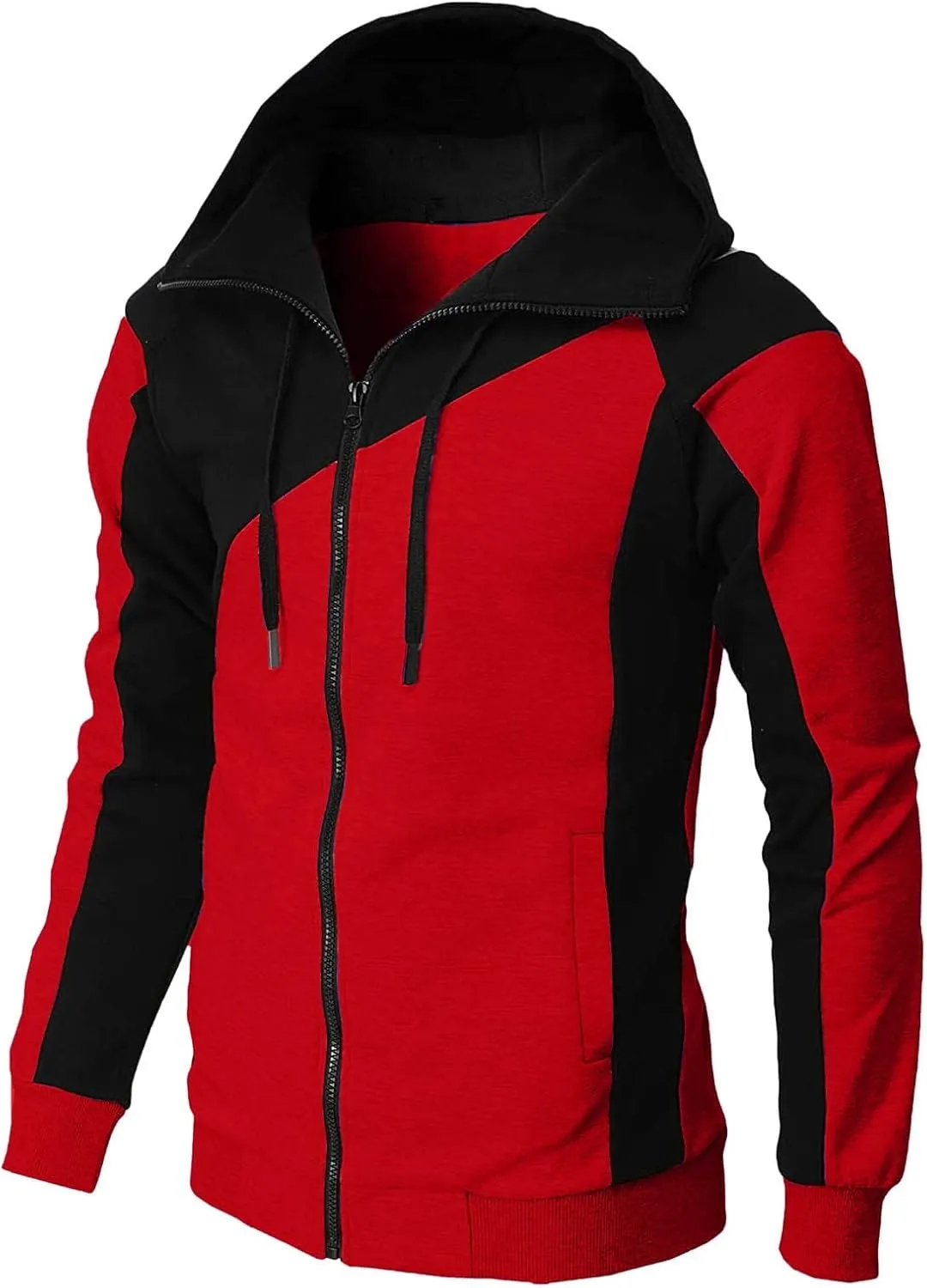 LCMTWX Mens Hoodies Pullover Splicing Large Size Sweater Jacket Heavyweight Fleece Hoodie Fleece Zip Hoodie Sweatshirt