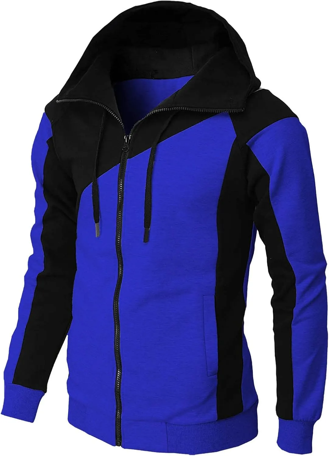LCMTWX Mens Hoodies Pullover Splicing Large Size Sweater Jacket Heavyweight Fleece Hoodie Fleece Zip Hoodie Sweatshirt