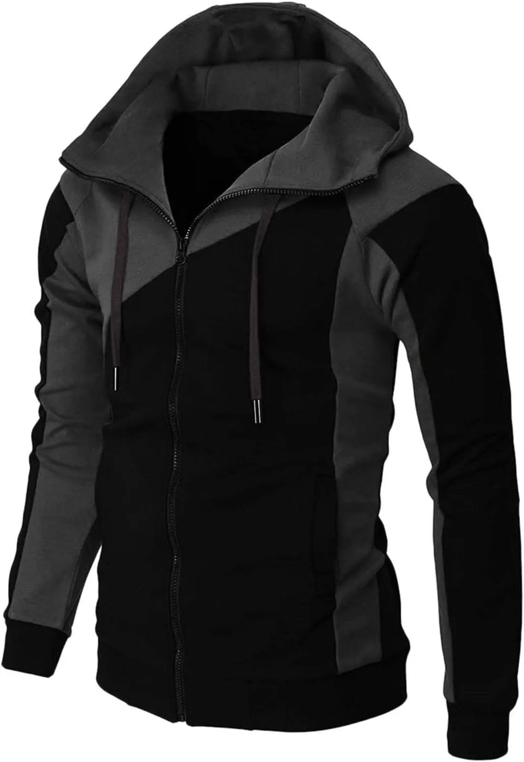 LCMTWX Mens Hoodies Pullover Splicing Large Size Sweater Jacket Heavyweight Fleece Hoodie Fleece Zip Hoodie Sweatshirt