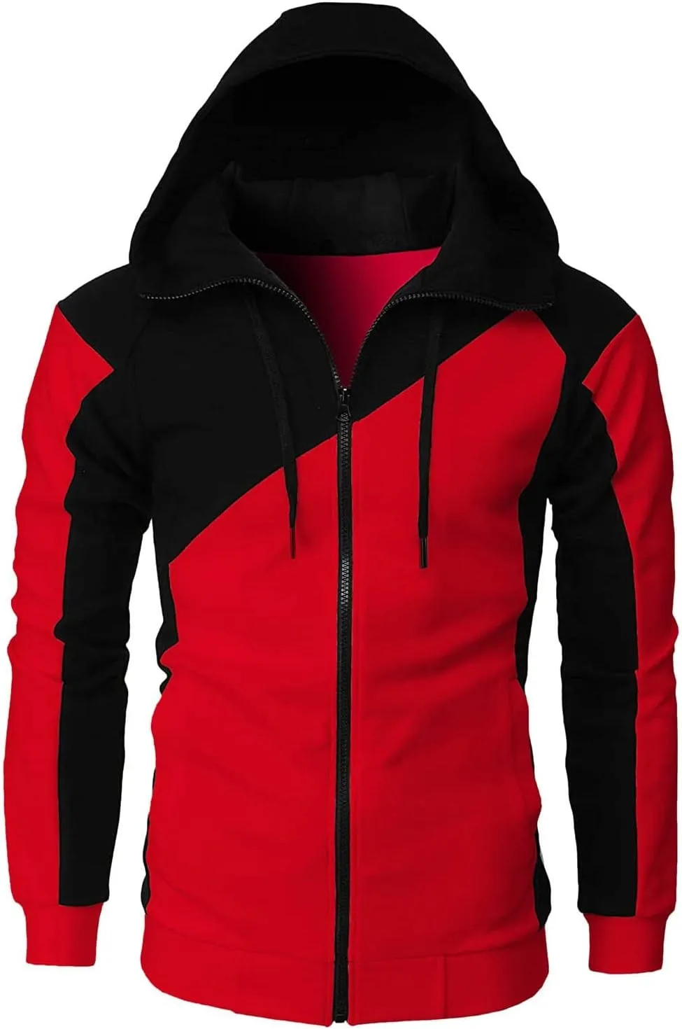 LCMTWX Mens Hoodies Pullover Splicing Large Size Sweater Jacket Heavyweight Fleece Hoodie Fleece Zip Hoodie Sweatshirt