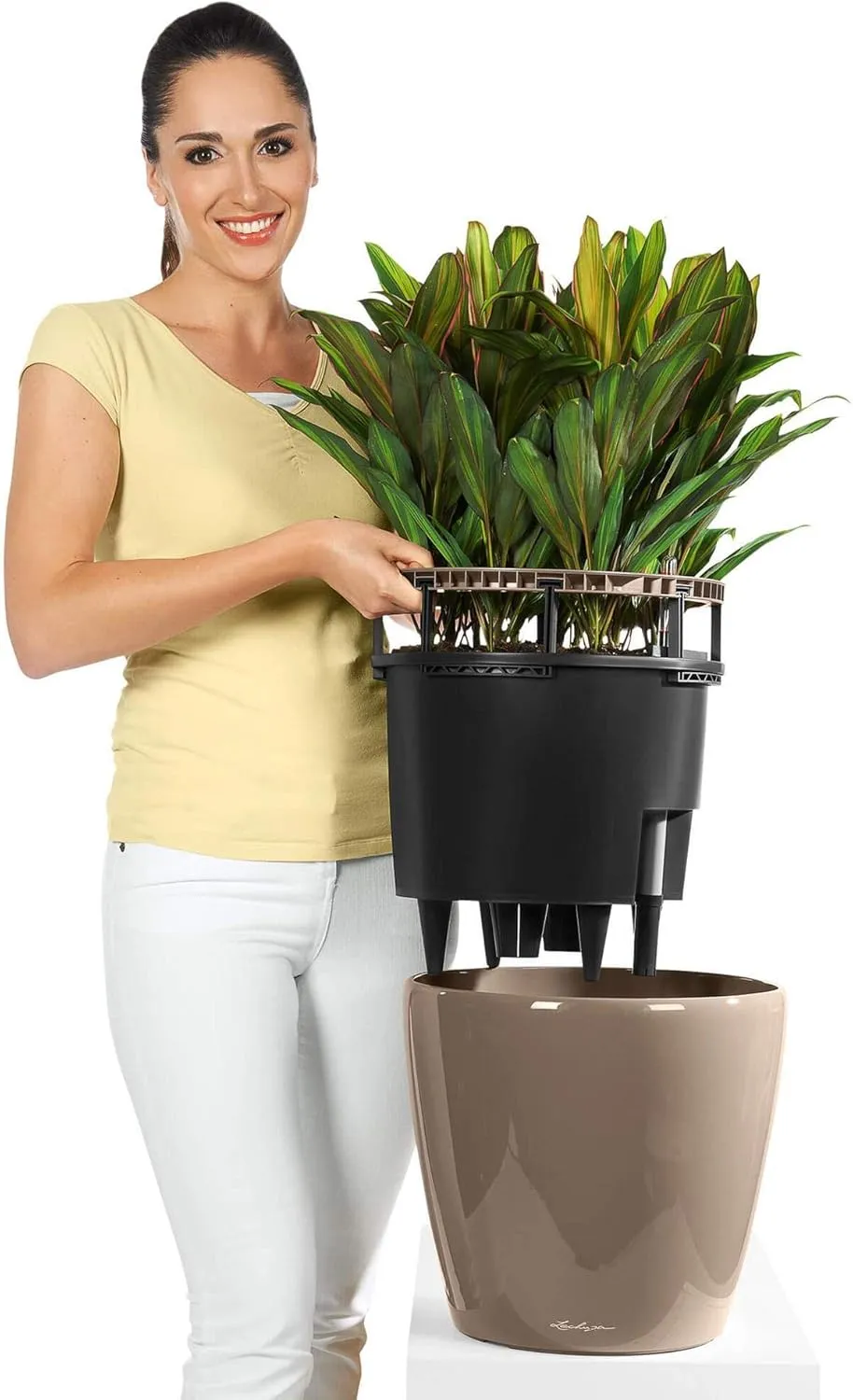 Lechuza Classico Premium LS 50 Anthracite Metallic 16103 Planter, D50 H47 cm, Grey