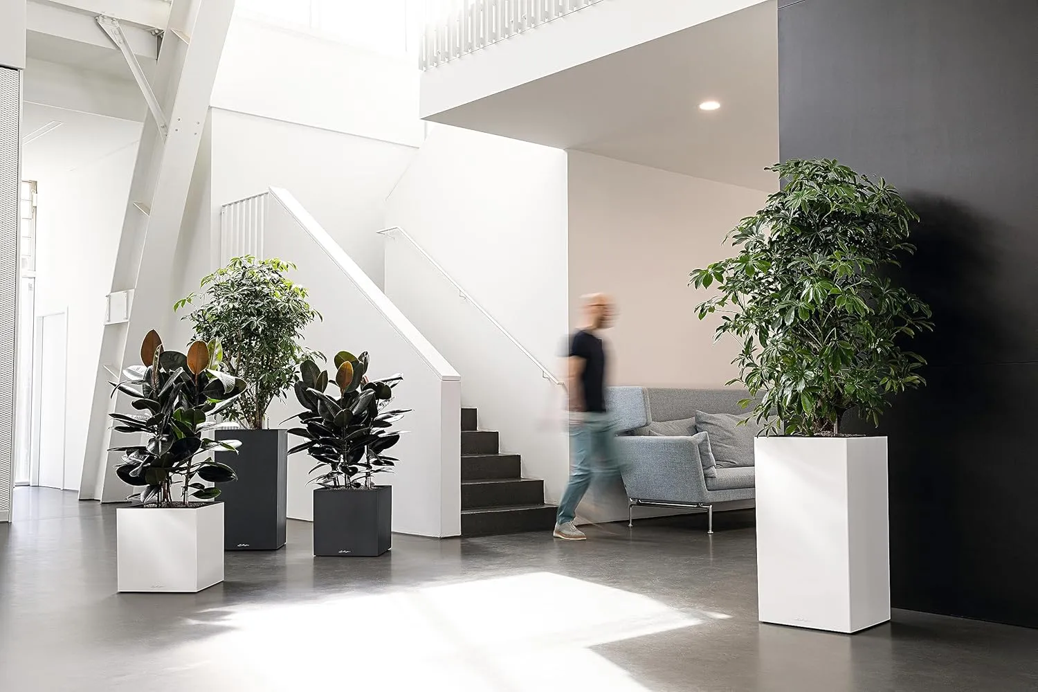 Lechuza Planter, Plastic Polypropylene (PP), Anthracite Metallic, 40x40x76 cm