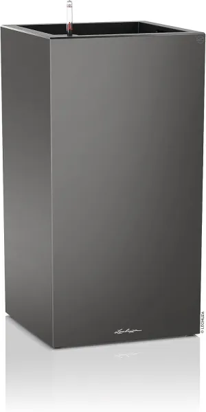 Lechuza Planter, Plastic Polypropylene (PP), Anthracite Metallic, 40x40x76 cm