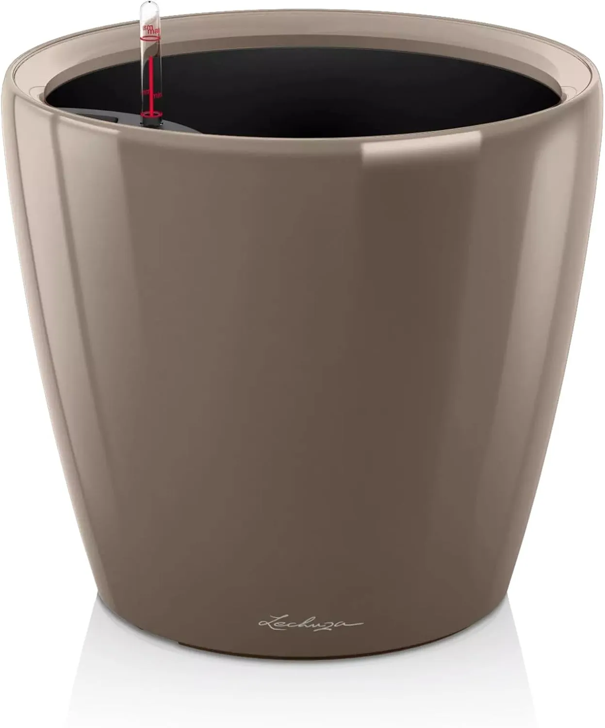 Lechuza Self Watering Plant Pot Classico 50 LS Garden Flower Indoor Outdoor Floor Plastic Planter with Drainage Hole D50 H47 cm Shiny Taupe