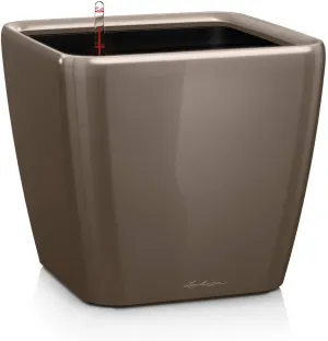 Lechuza Self Watering Plant Pot Quadro LS 35 Garden Flower Indoor Outdoor Floor Plastic Planter with Drainage Hole H33 L35 W35 cm Shiny Taupe