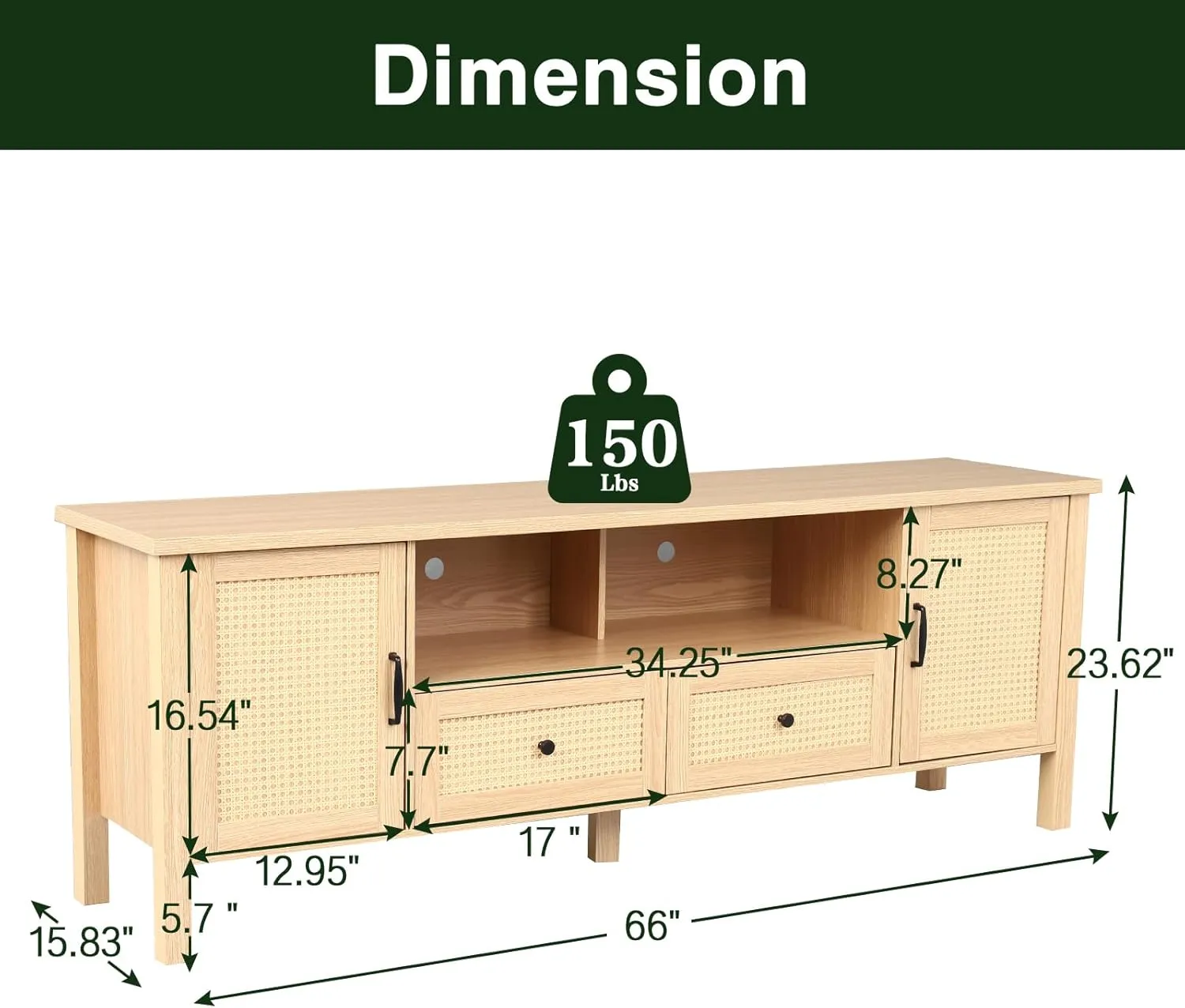 LED TV Stands for 75 Inch TVs, Entertainment Center with 2 Storage Cabinet, 66 Inch TV Console with 2 Drawers & Adjustable Shelves, Media Console for Living Room