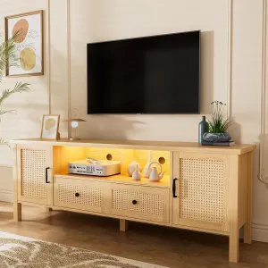 LED TV Stands for 75 Inch TVs, Entertainment Center with 2 Storage Cabinet, 66 Inch TV Console with 2 Drawers & Adjustable Shelves, Media Console for Living Room