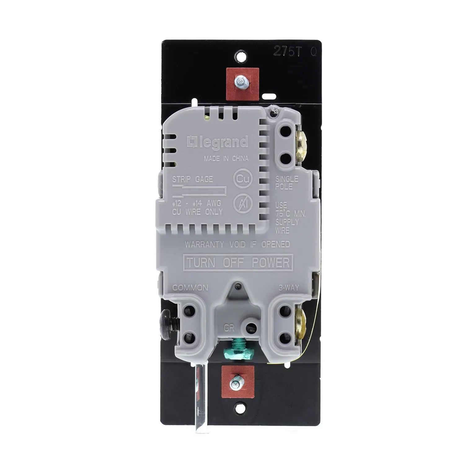 Legrand radiant RH453PGCCV6 450W Preset Decorator Rocker Dimmer Light Switch with Locator Light for Dimmable LED and CFL Bulbs, Single Pole/3-Way, Graphite (1 Count)