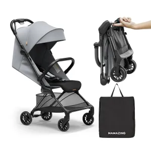 Lightweight Baby Strollers for Airplane, Ultra-Compact Travel Stroller, Light & Strong Portable Toddler Stroller with Carbon Fiber Frame and UPF 50  Waterproof Fabric, Only 9.9 lbs, Grey