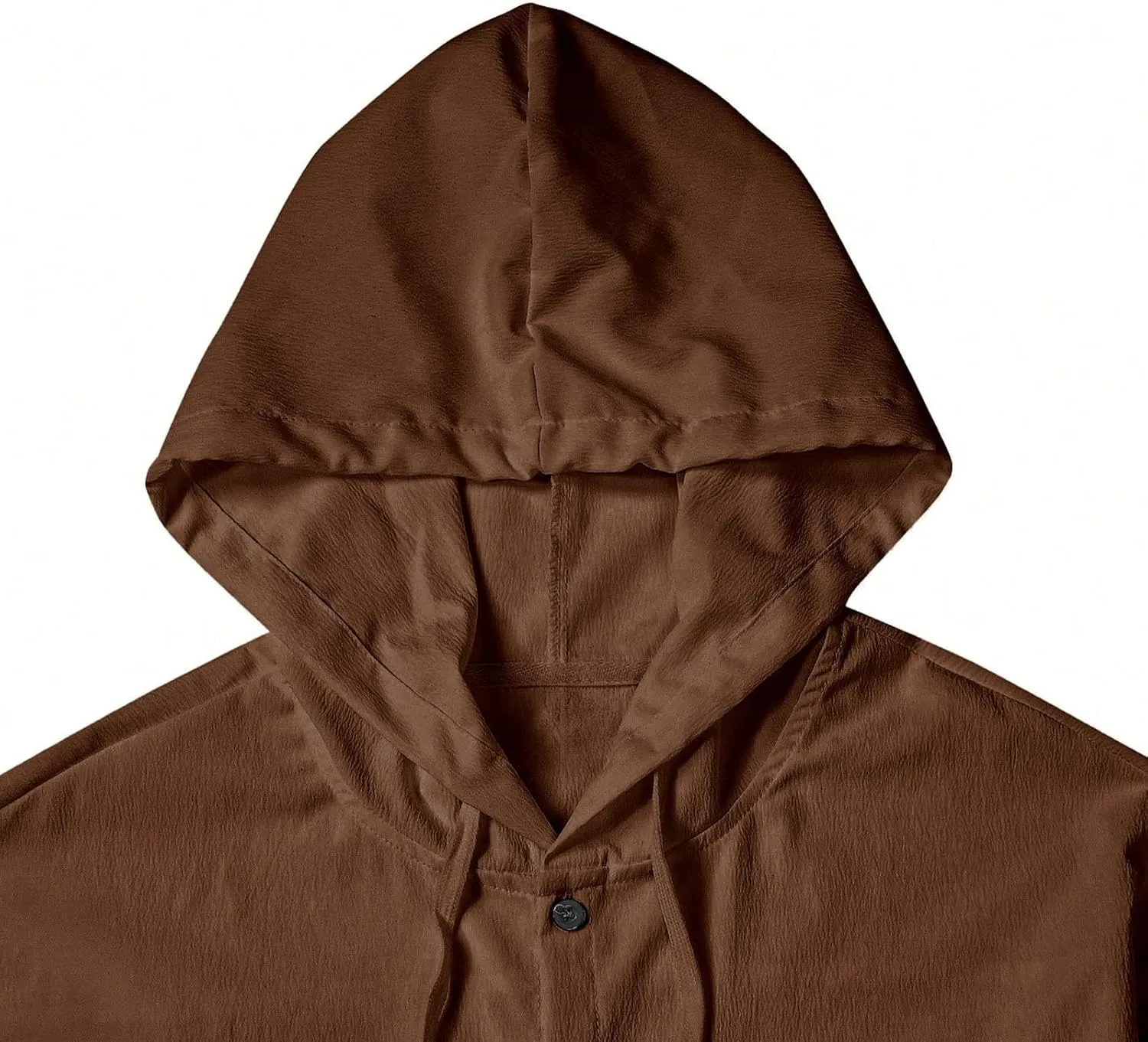 Lightweight Hooded Shirts for Men Roll Up Long Sleeve Casual Buttton Down Drawstring Hoodies Beach Yoga T Shirts