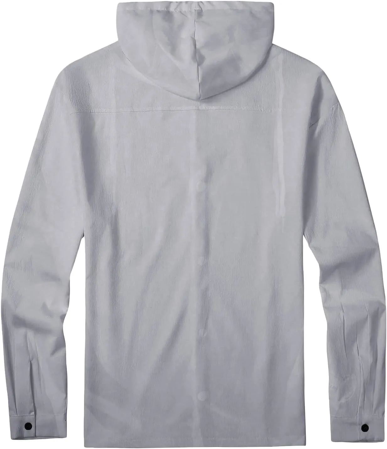 Lightweight Hooded Shirts for Men Roll Up Long Sleeve Casual Buttton Down Drawstring Hoodies Beach Yoga T Shirts