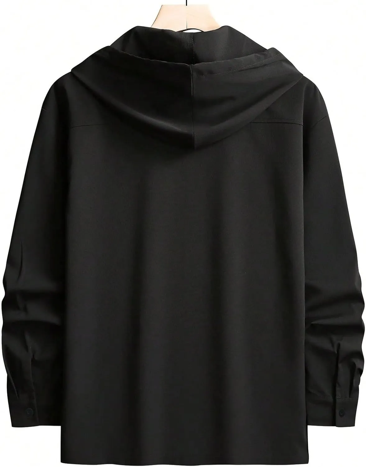 Lightweight Hooded Shirts for Men Roll Up Long Sleeve Casual Buttton Down Drawstring Hoodies Beach Yoga T Shirts