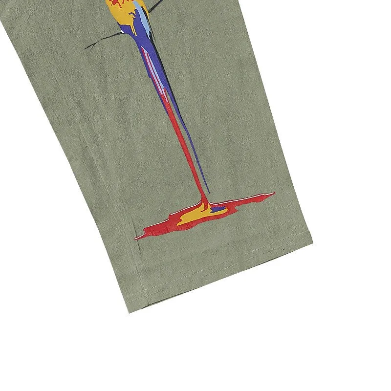 Linen Drawstring Straight-Leg Pants