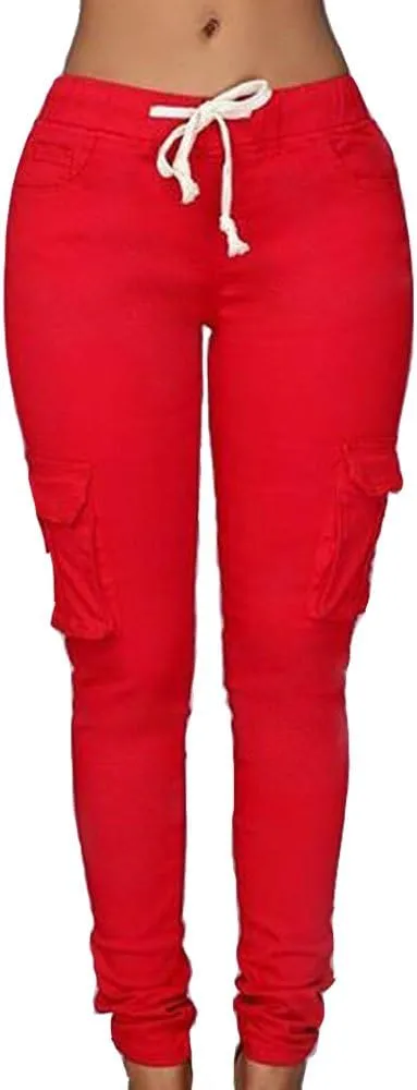 LINGMIN Women's Casaul Stretchy Pull-on Waist Skinny Solid Color Slim Leg Leggings Pants