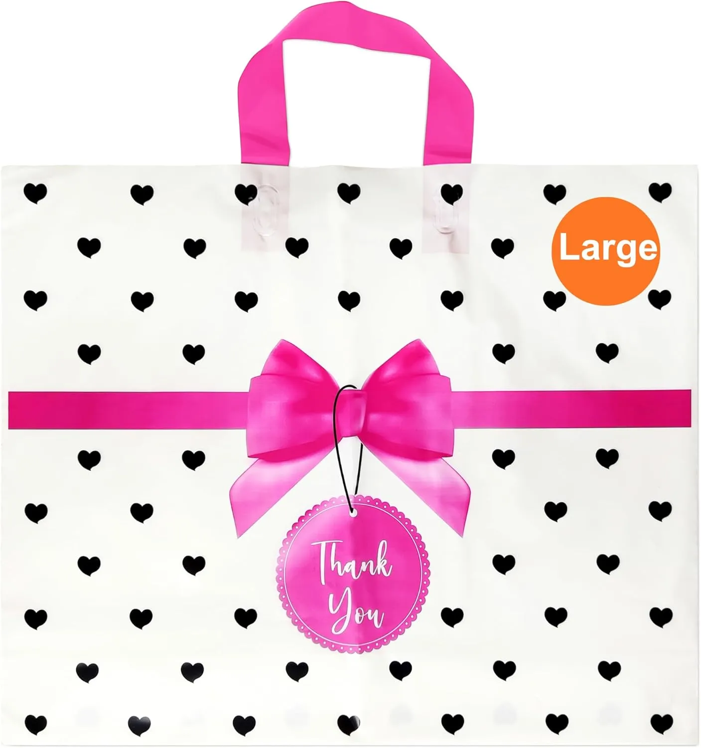 Linxlily Thank You Shopping Pink Plastic Bags Open Bottom 50 pack 17" W x 14" H Inches for Boutique Small Business Retail Gifts Bolsas De Plastico Para Negocio