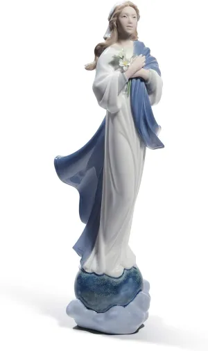 LLADRÓ Blessed Virgin Mary Figurine. Porcelain Virgin Mary Figure.