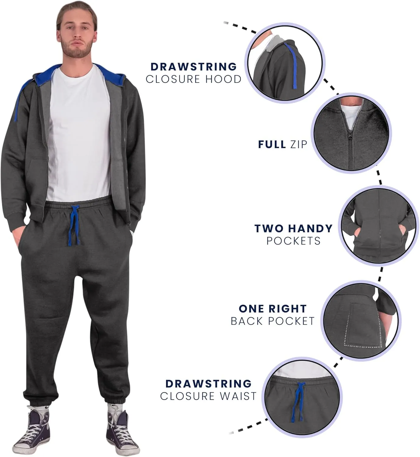 Love My Fashions® Men's Athletic 2 Piece Tracksuit set Plain Casual Zip up Full Sleeve Jogging Outfit For Men