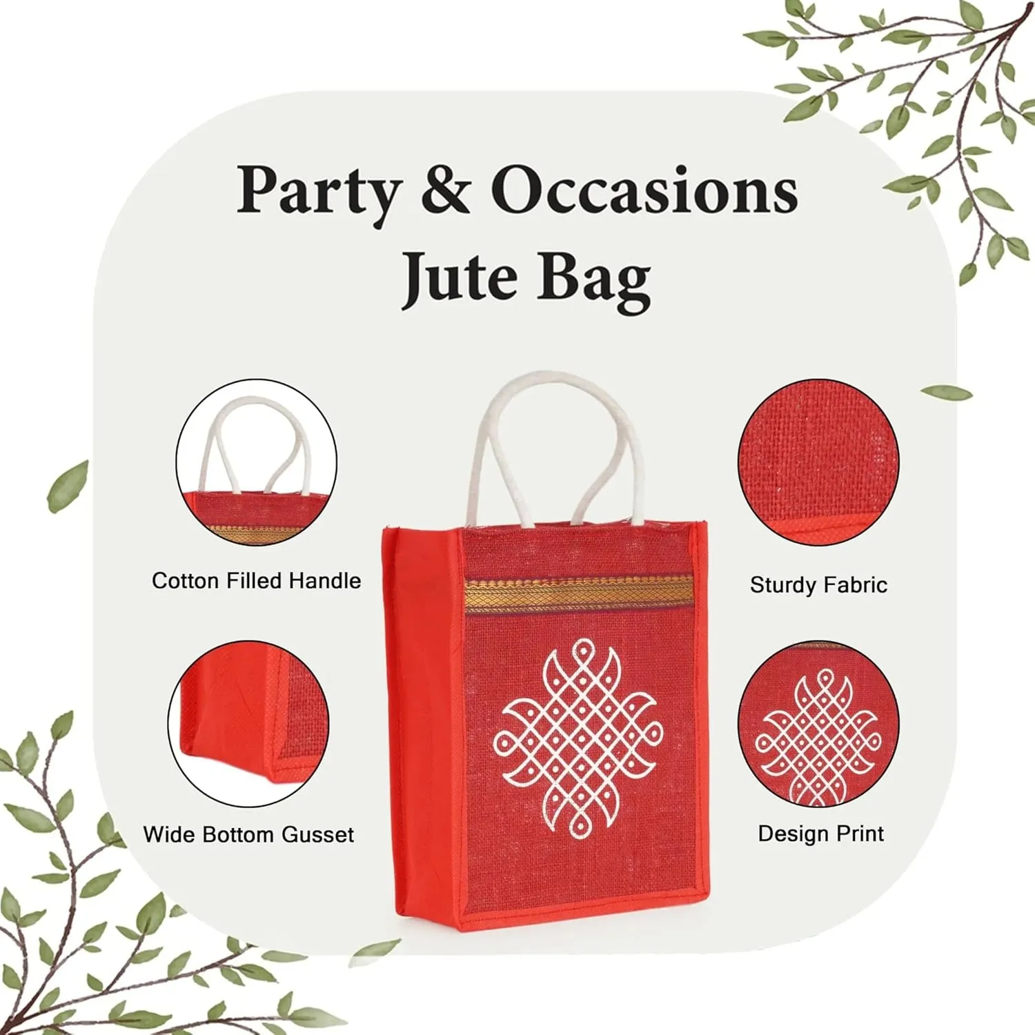 LOVENSPIRE 4ct Jute Bag Indian Wedding Favor Puja Return Gifts Burlap Gift Bags Eco-friendly Tote Bag Pooja Favors