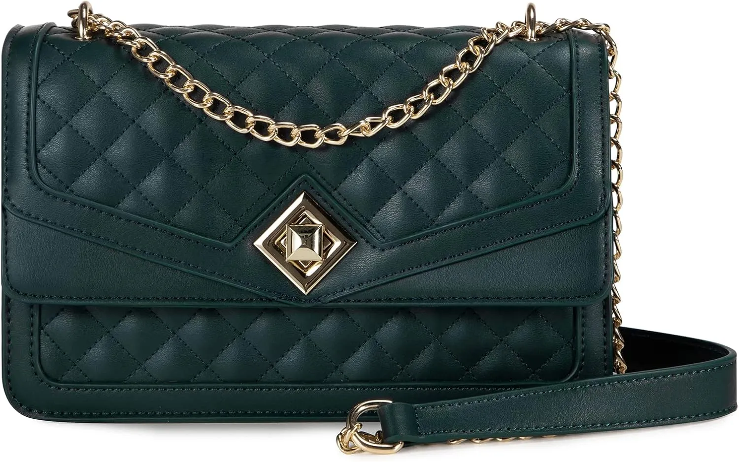 LOVEVOOK Crossbody Bags for Women Leather Quilted Shoulder Bag with Chain Strap Trendy Clutch Satchel Ladies Evening Bag