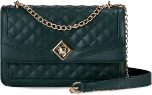 LOVEVOOK Crossbody Bags for Women Leather Quilted Shoulder Bag with Chain Strap Trendy Clutch Satchel Ladies Evening Bag