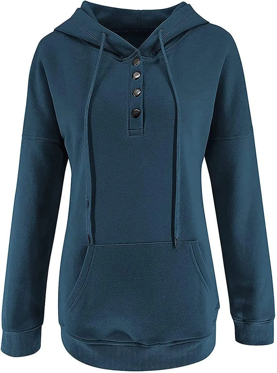 LRMQS Hoodies for Women Fall Fashion 2024 Button Drawstring Hooded Sweatshirt with Pocket Trendy Casual Loose Cute Pullover