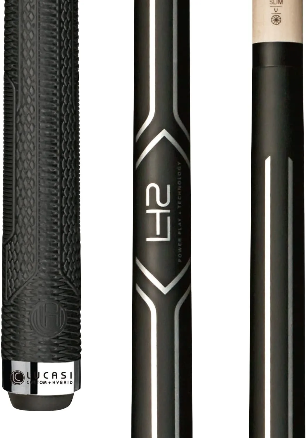 LUCASI LHC14-21K LHC14 Pool Cue Stick Matte Black and Metallic Silver Uni-loc Kamui Soft, Black