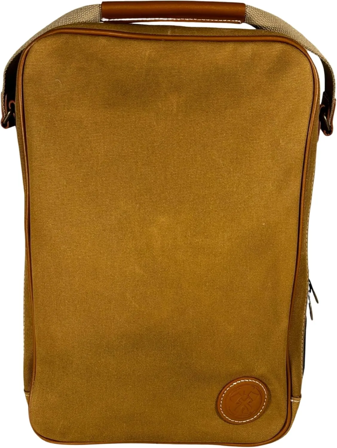 Lumberjack Plaid Golf Shoe Bag - Canvas and Leather, Large Travel Organizer for Men and Women, Breathable Sneaker Carrier