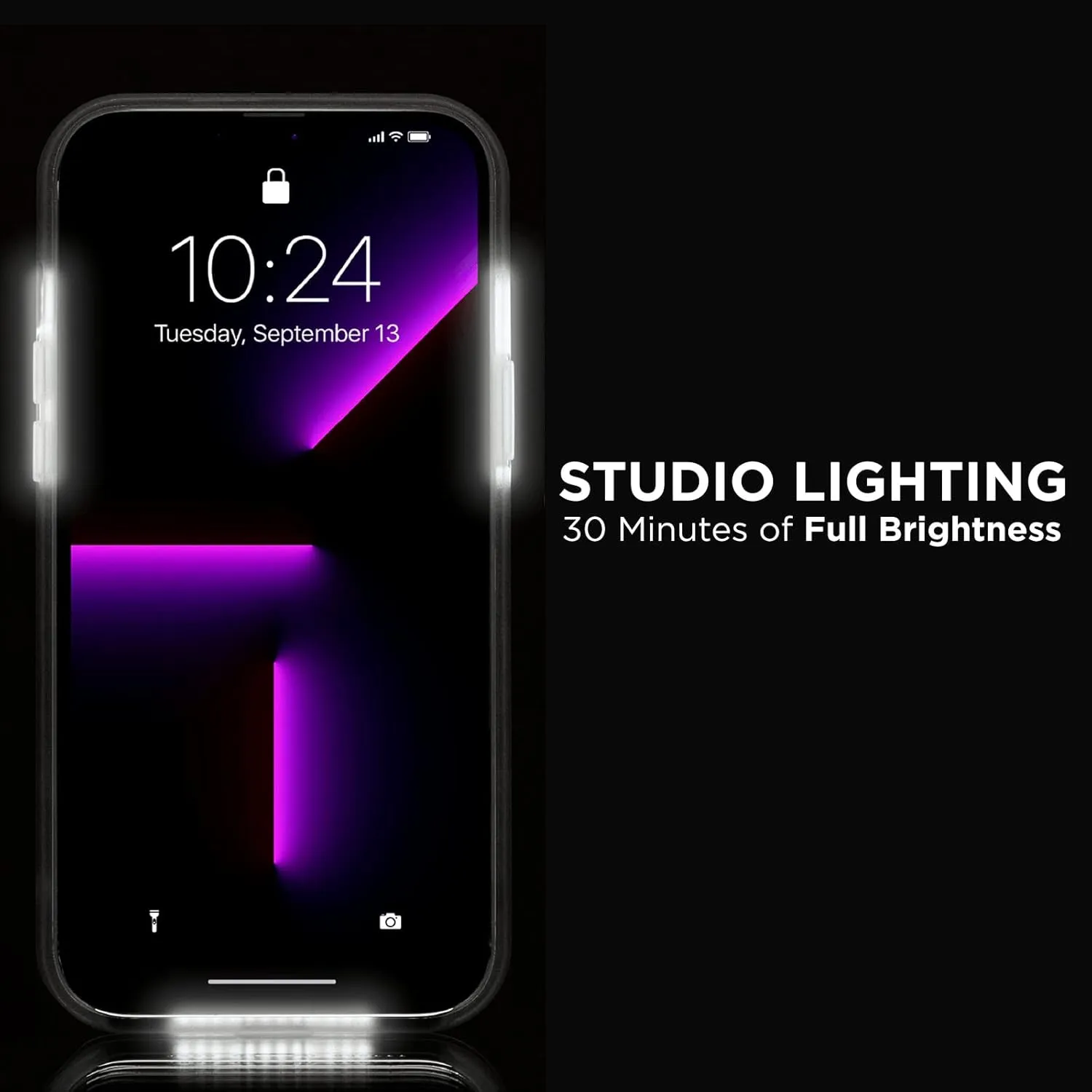 LuMee - Halo - Lighted Selfie Case for iPhone 13 Pro Max - Built-in Adjustable LED Lighting - 6.7 Inch - Rose Metallic White Marble