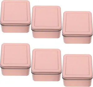 LUOZZY 6pcs Rose Gold Tin Boxes with Lids Metal Storage Containers for Cookies Candy Tea Candle Soap Treats Kitchen Home Office Organization