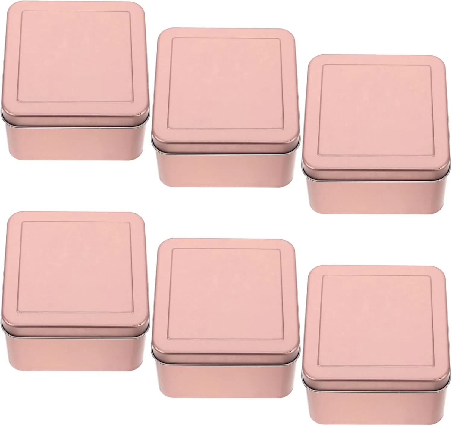LUOZZY 6pcs Rose Gold Tin Boxes with Lids Metal Storage Containers for Cookies Candy Tea Candle Soap Treats Kitchen Home Office Organization