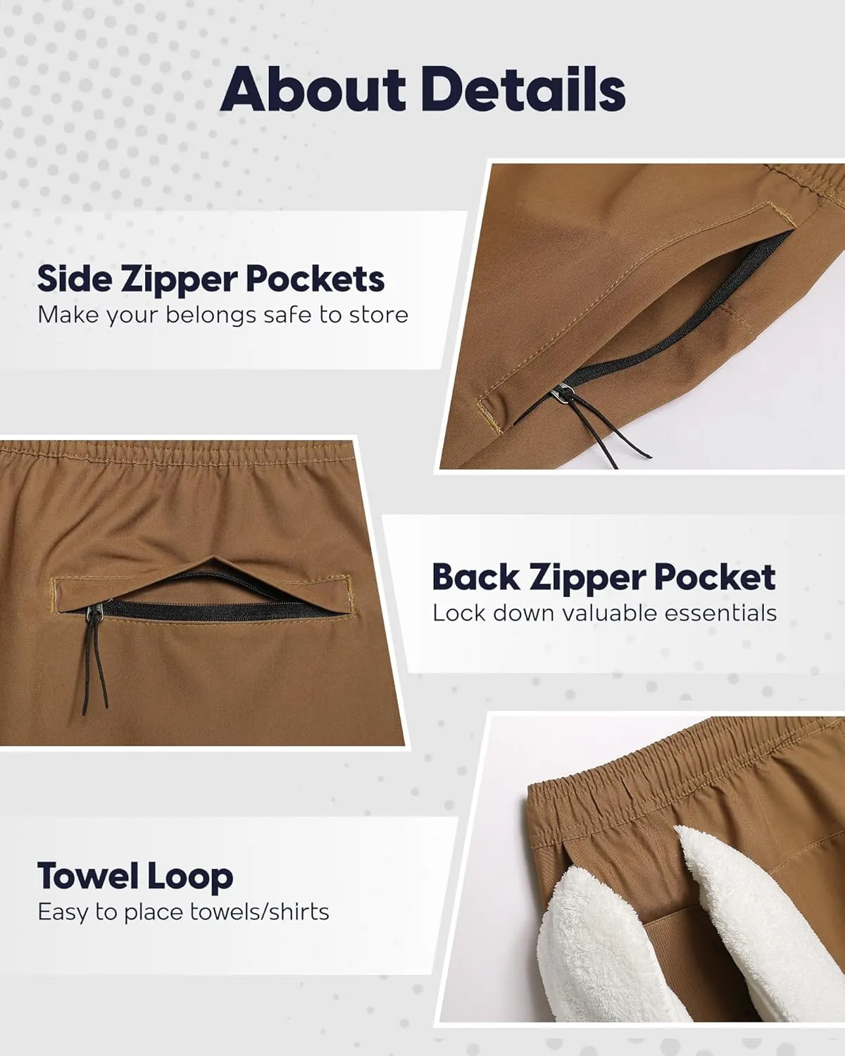 maamgic Men's Gym Running Shorts 7 Inch Quick Dry Athletic Workout Shorts with Zipper Pockets No Liner