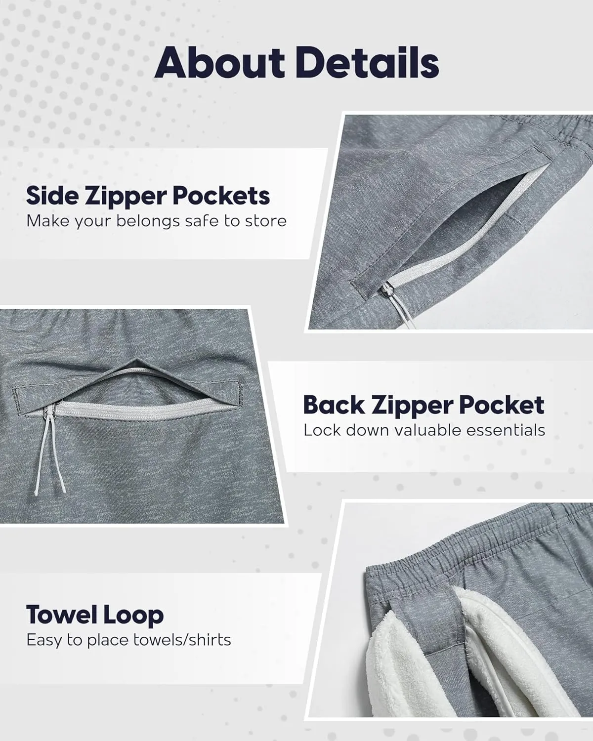 maamgic Men's Gym Running Shorts 7 Inch Quick Dry Athletic Workout Shorts with Zipper Pockets No Liner