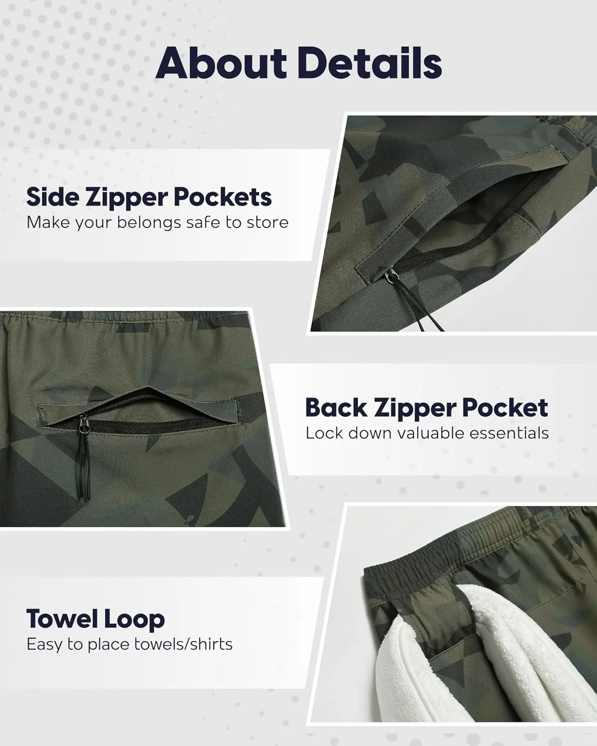 maamgic Men's Gym Running Shorts 7 Inch Quick Dry Athletic Workout Shorts with Zipper Pockets No Liner