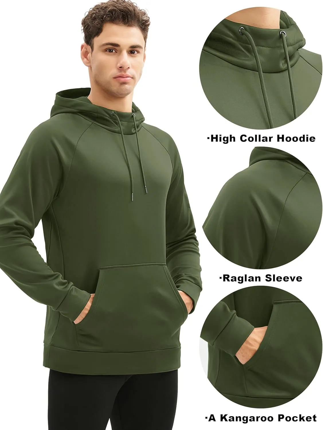 MAGCOMSEN Mens Hoodies Fleece Lined Casual Athletic Sweatshirts Pullover with Kangaroo Pocket
