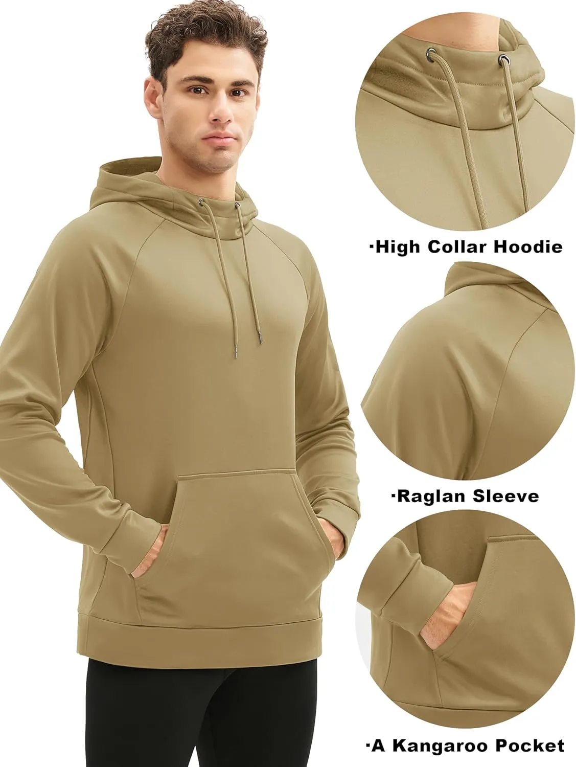 MAGCOMSEN Mens Hoodies Fleece Lined Casual Athletic Sweatshirts Pullover with Kangaroo Pocket