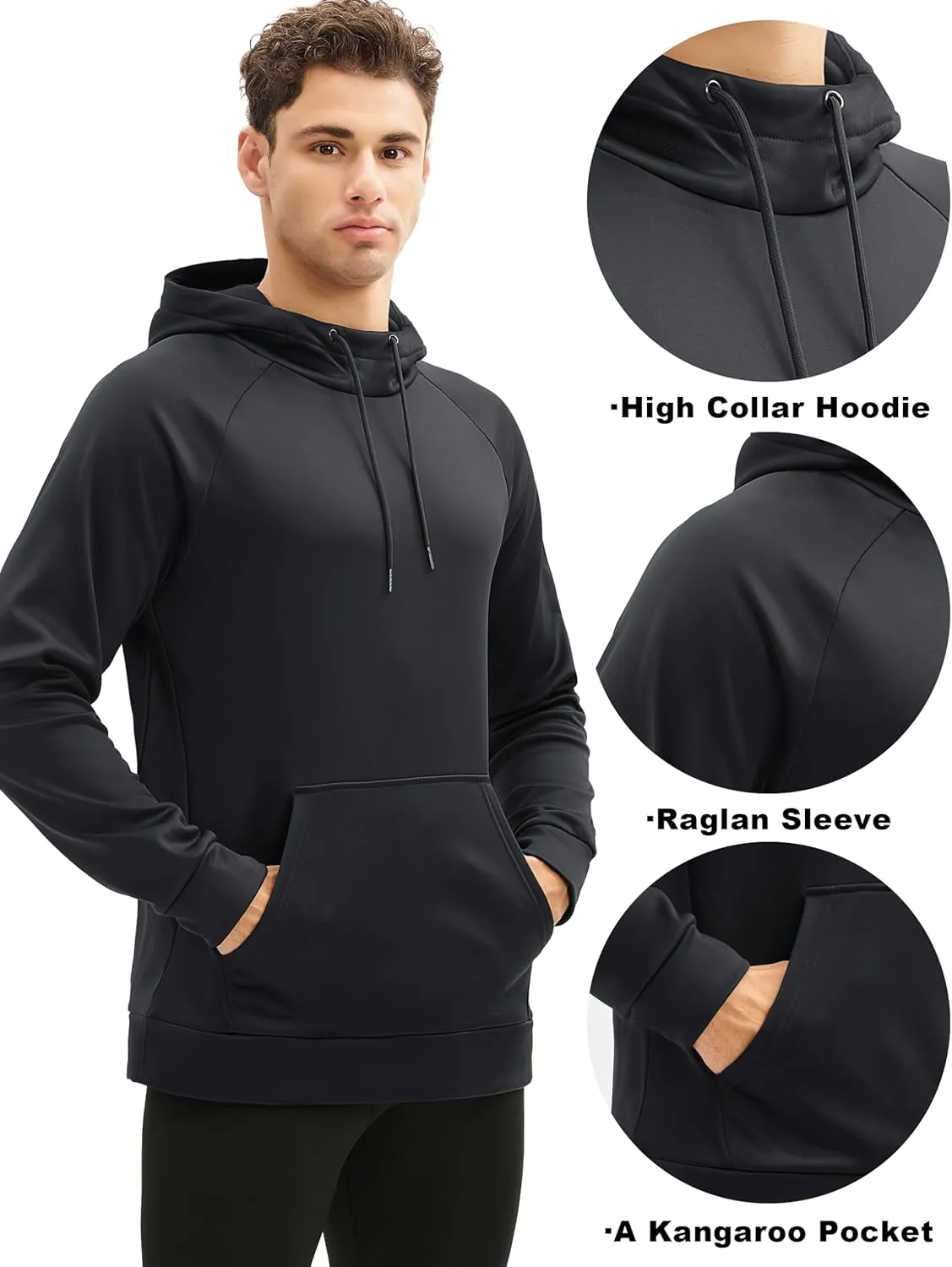 MAGCOMSEN Mens Hoodies Fleece Lined Casual Athletic Sweatshirts Pullover with Kangaroo Pocket