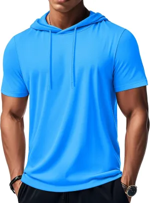 MAGCOMSEN Men's Short Sleeve Hoodie Cotton Hooded T Shirts Lightweight Sweatshirt Hoodies Pullover