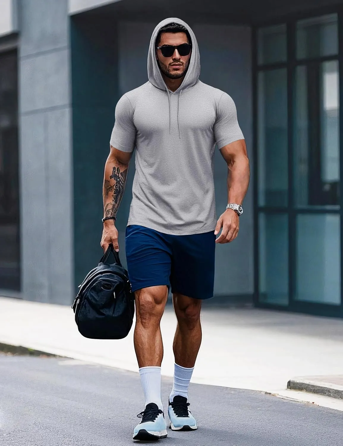 MAGCOMSEN Men's Short Sleeve Hoodie Cotton Hooded T Shirts Lightweight Sweatshirt Hoodies Pullover