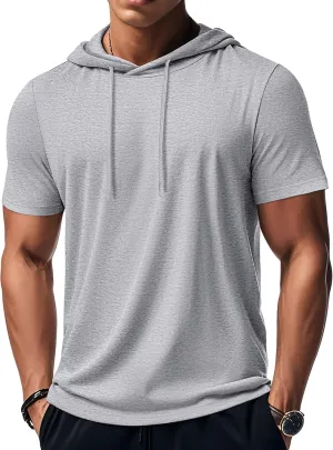 MAGCOMSEN Men's Short Sleeve Hoodie Cotton Hooded T Shirts Lightweight Sweatshirt Hoodies Pullover