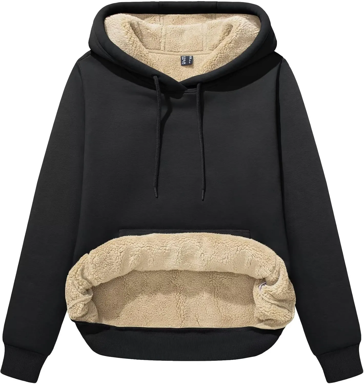 MAGCOMSEN Women's Winter Sherpa Lined Hoodie Warm Fleece Heavyweight Cotton Pullover Plain Hooded Sweatshirt with Pocket