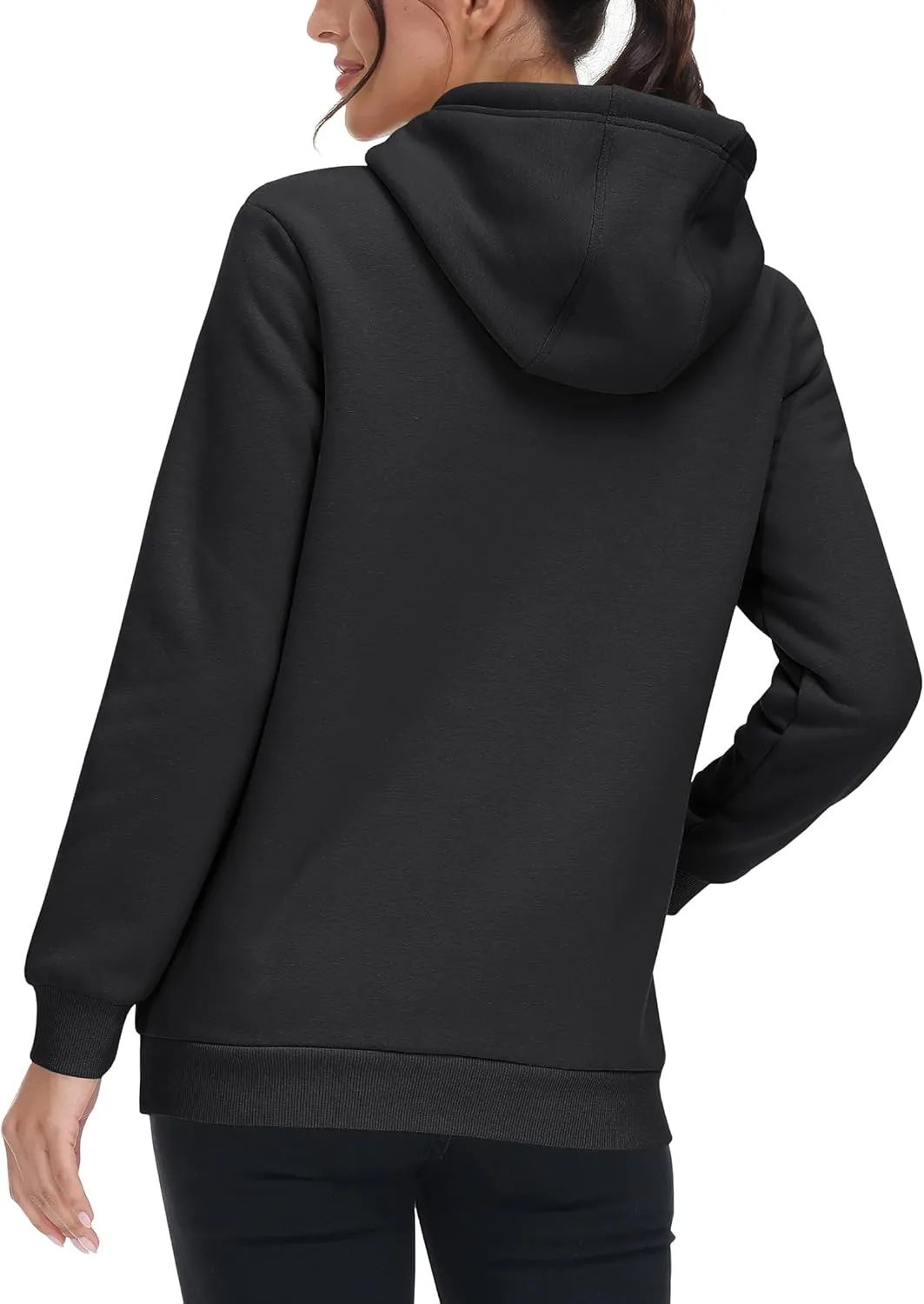 MAGCOMSEN Women's Winter Sherpa Lined Hoodie Warm Fleece Heavyweight Cotton Pullover Plain Hooded Sweatshirt with Pocket