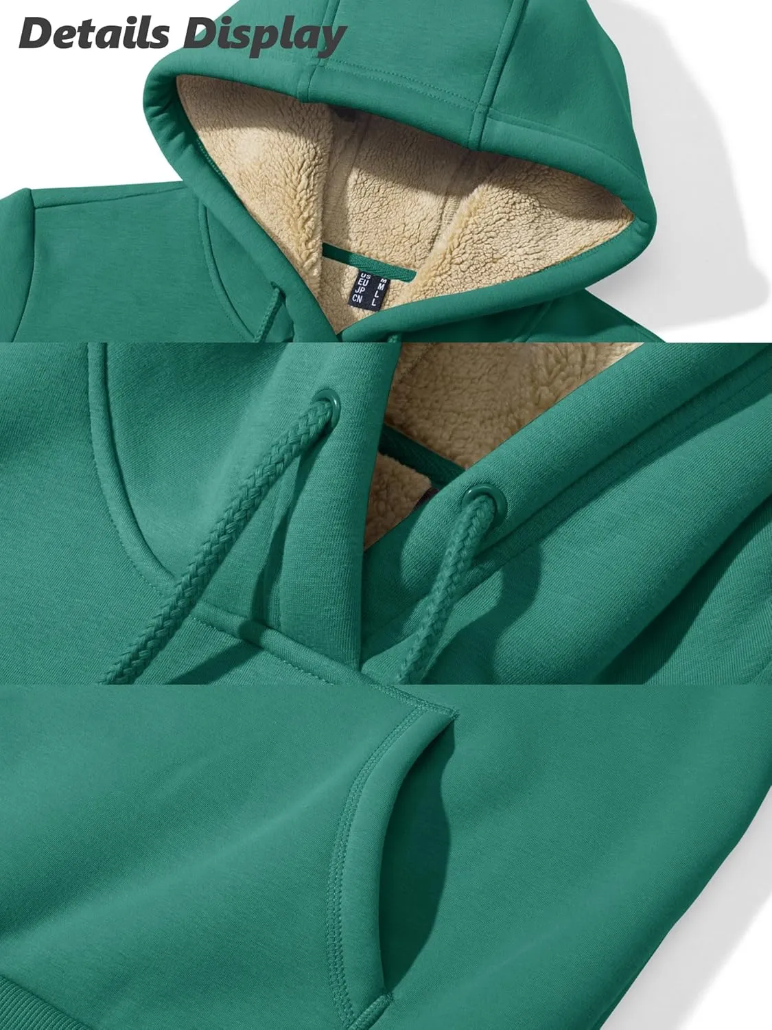 MAGCOMSEN Women's Winter Sherpa Lined Hoodie Warm Fleece Heavyweight Cotton Pullover Plain Hooded Sweatshirt with Pocket