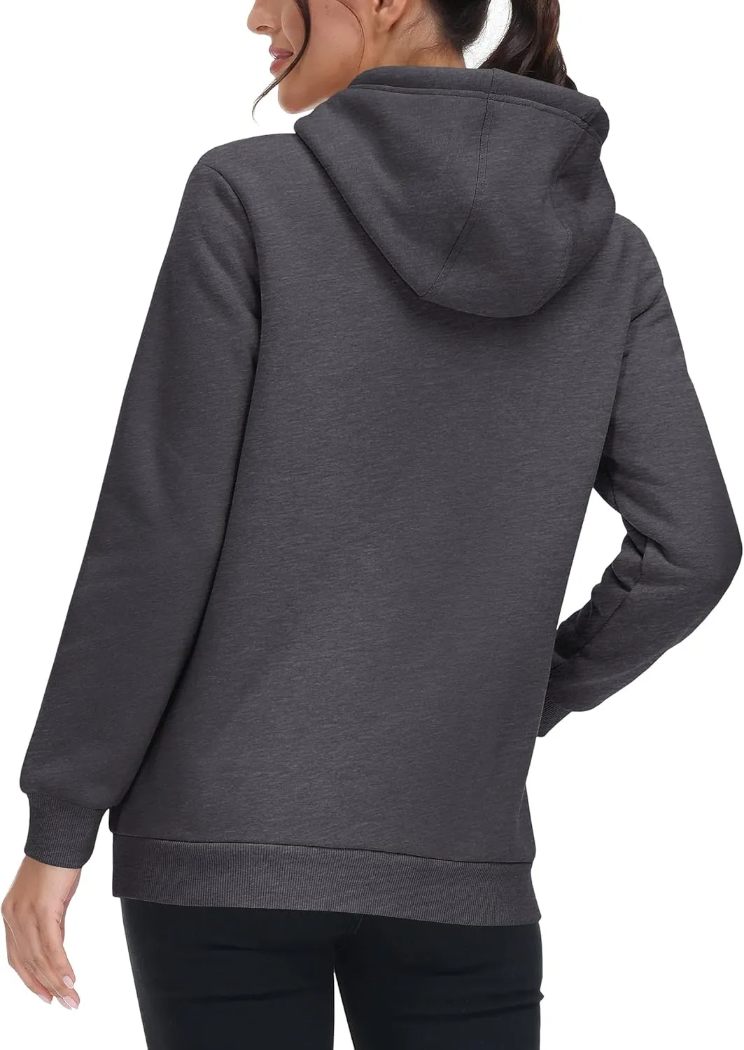 MAGCOMSEN Women's Winter Sherpa Lined Hoodie Warm Fleece Heavyweight Cotton Pullover Plain Hooded Sweatshirt with Pocket