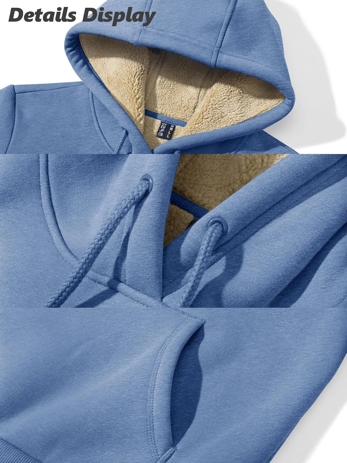 MAGCOMSEN Women's Winter Sherpa Lined Hoodie Warm Fleece Heavyweight Cotton Pullover Plain Hooded Sweatshirt with Pocket