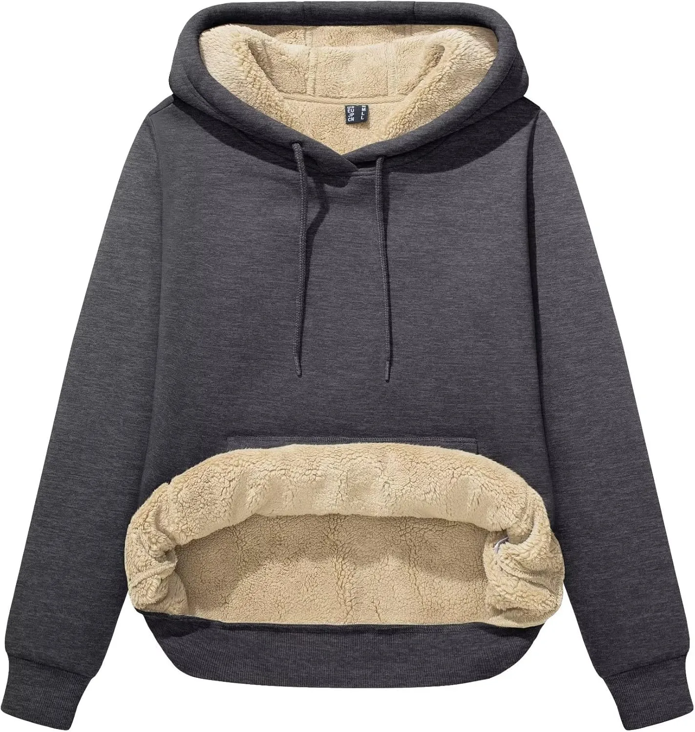 MAGCOMSEN Women's Winter Sherpa Lined Hoodie Warm Fleece Heavyweight Cotton Pullover Plain Hooded Sweatshirt with Pocket